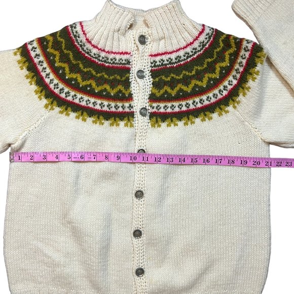 Vtg Handmade Icelandic Fair Isle Knit Wool Button Cardigan Sweater Womens Sz S - Picture 11 of 11